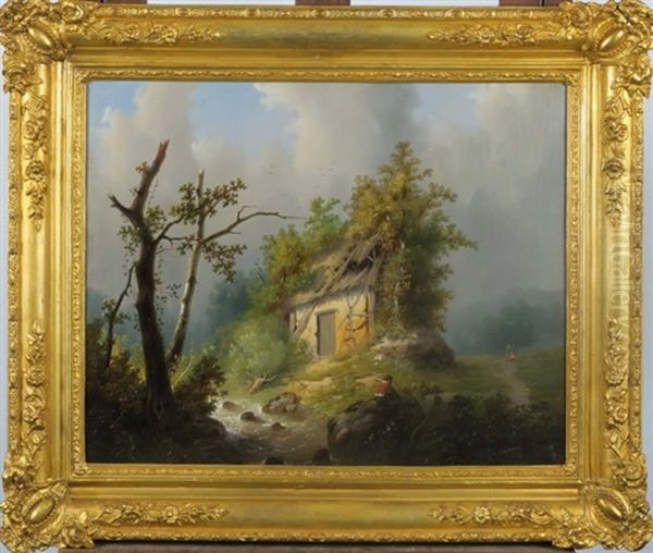 Paysage Anime Avec Ruines Oil Painting by Auguste Coomans