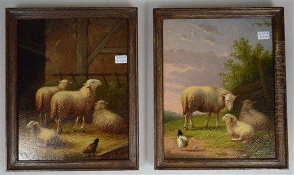 Moutons (pair) Oil Painting by Auguste Coomans