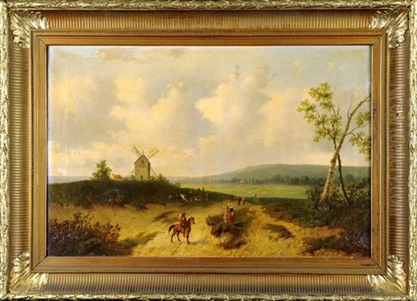 Paysage Anime (+ Another; 2 Works) Oil Painting by Auguste Coomans