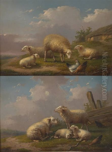 Moutons Dans Un Paysage Oil Painting by Auguste Coomans