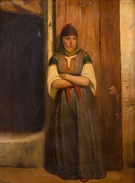 Portrait De Femme Algerienne Oil Painting by Joseph Coomans