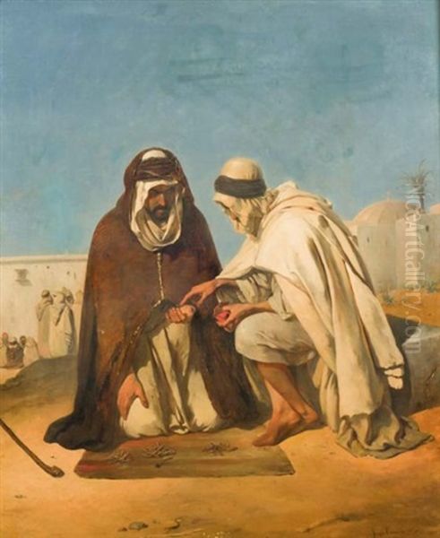 Negociation Devant La Kouba Oil Painting by Joseph Coomans