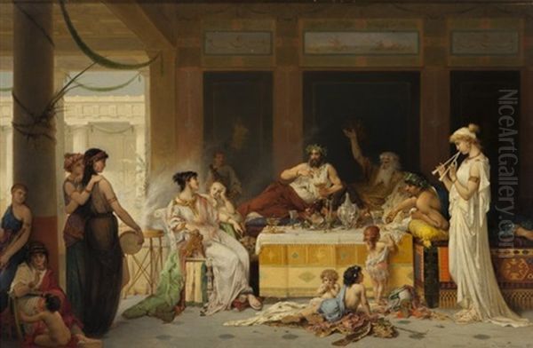 Roman Banquet Oil Painting by Pierre Olivier Joseph Coomans