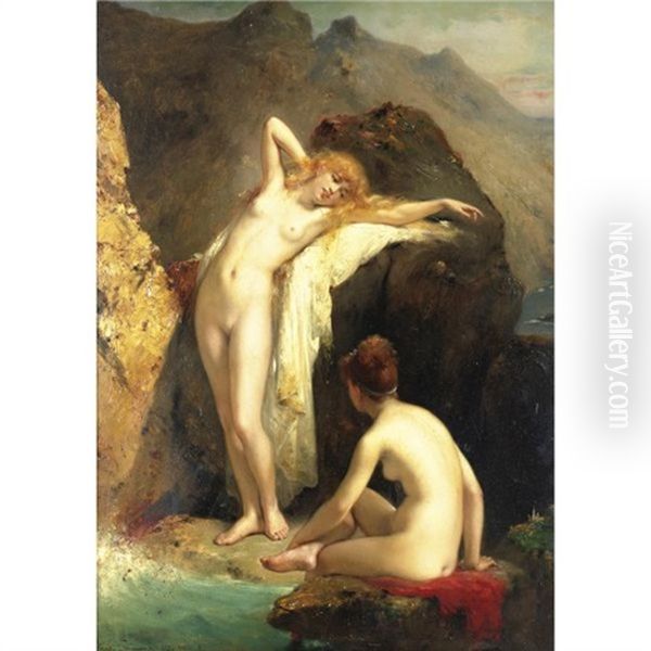 Les Baigneuses Oil Painting by Pierre Olivier Joseph Coomans