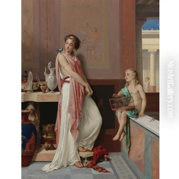 The Favorite Pet Oil Painting by Pierre Olivier Joseph Coomans