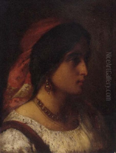 A Spanish Beauty Oil Painting by Pierre Olivier Joseph Coomans