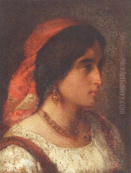 A Peasant Girl Oil Painting by Pierre Olivier Joseph Coomans