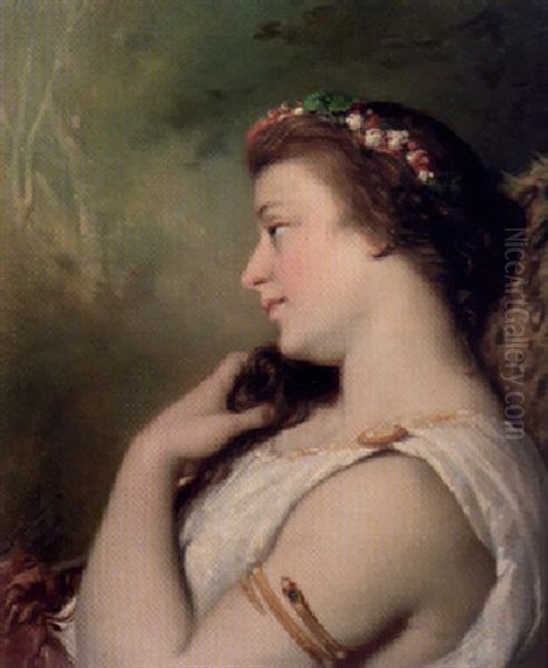 A Classic Beauty Oil Painting by Pierre Olivier Joseph Coomans