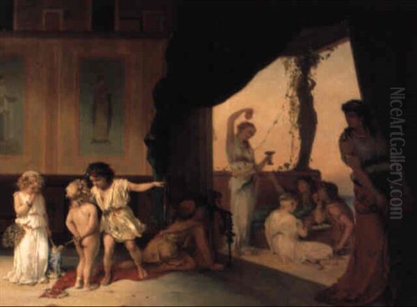 Pompeian Children Oil Painting by Pierre Olivier Joseph Coomans