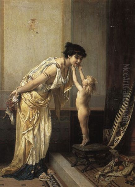 La Baiser Interesse Oil Painting by Pierre Olivier Joseph Coomans