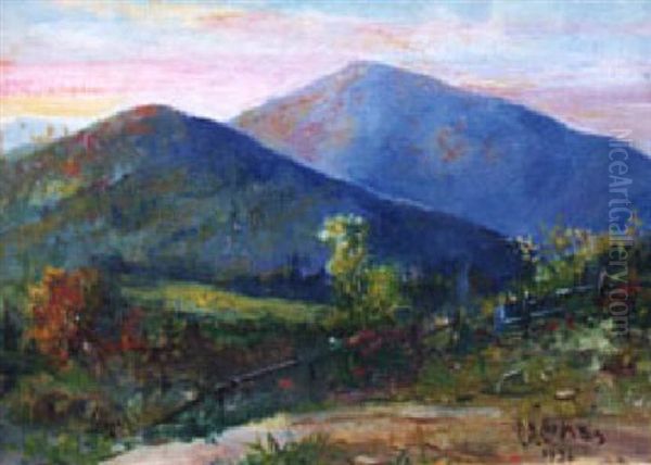 Mountain In Early Autumn Oil Painting by Delbert Dana Coombs