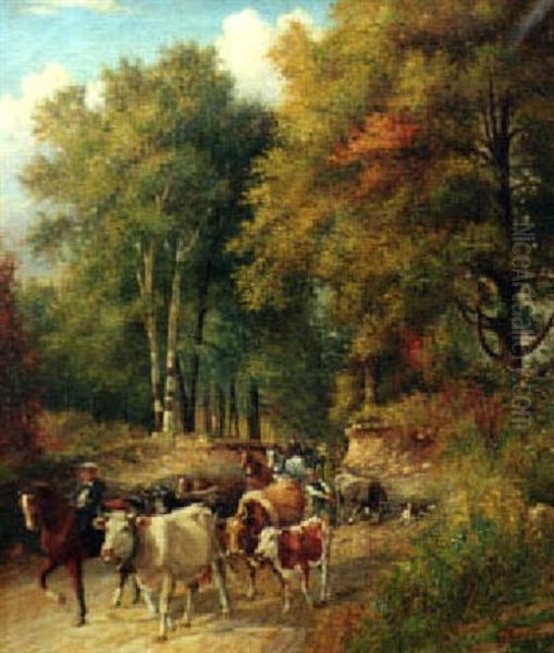 Congestion On A Country Road Oil Painting by Delbert Dana Coombs