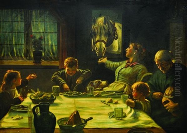 Family Dinner Oil Painting by A.D.M. Cooper