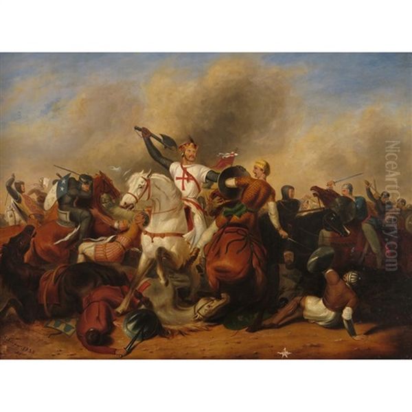 Richard I At The Battle Of Ascalon Oil Painting by Abraham Cooper