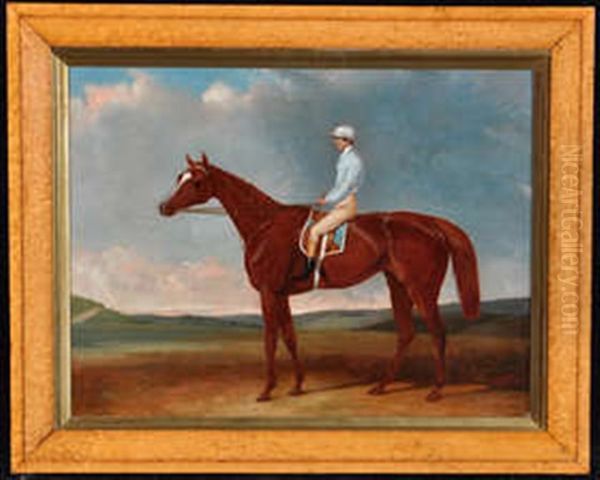 Lord George Bentinck's Horse Miss Elis, Winner Of The 1845 Goodwood Cup, With G. Abdate Up Oil Painting by Abraham Cooper