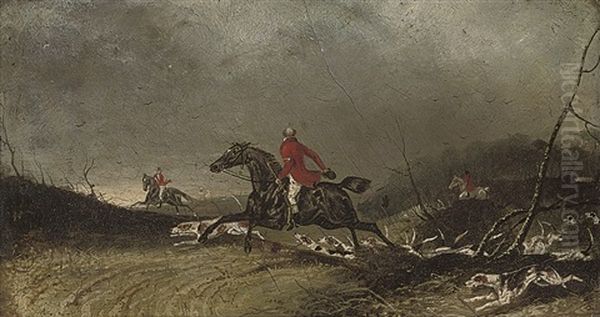 Hunting At Nursling, Full Cry Oil Painting by Abraham Cooper