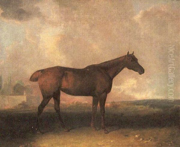 Chestnut Mare In Landscape Oil Painting by Abraham Cooper