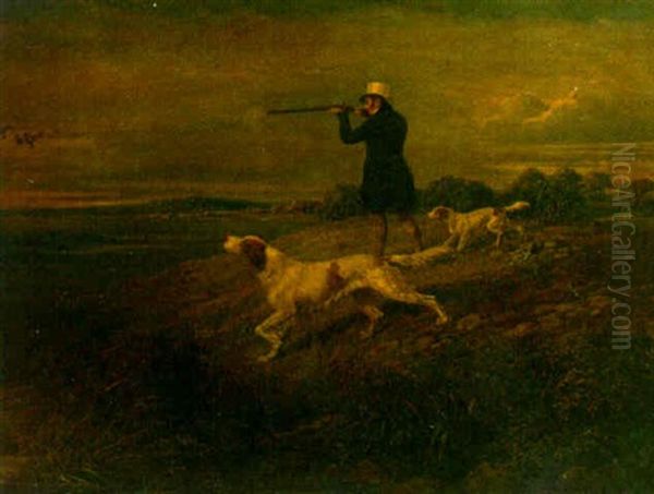 Pheasant Hunting Oil Painting by Abraham Cooper