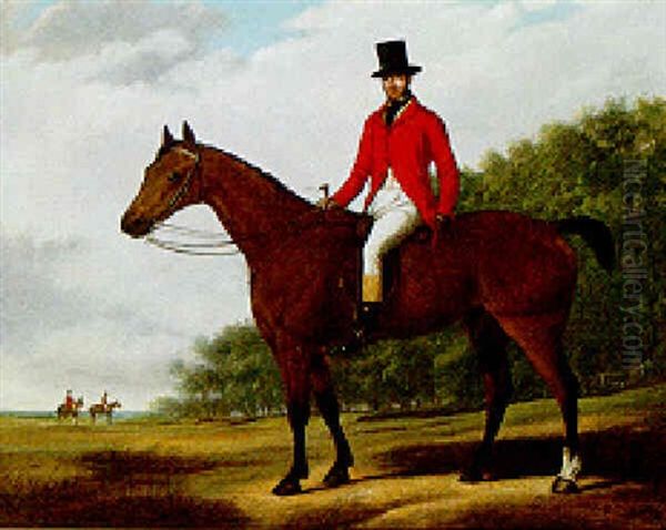 A Huntsman On A Bay Hunter In A Wooded Landscape Oil Painting by Abraham Cooper