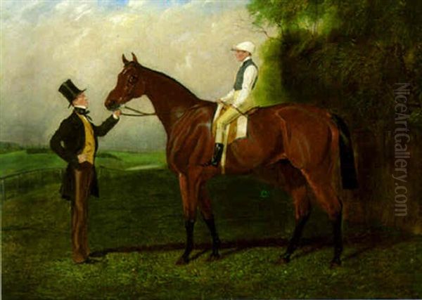 Gentleman With Race Horse And Jockey Up Oil Painting by Abraham Cooper