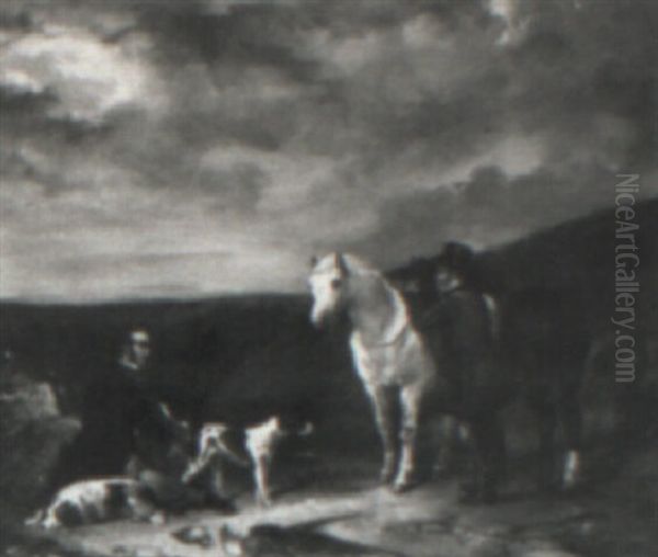 After The Hunt Oil Painting by Abraham Cooper