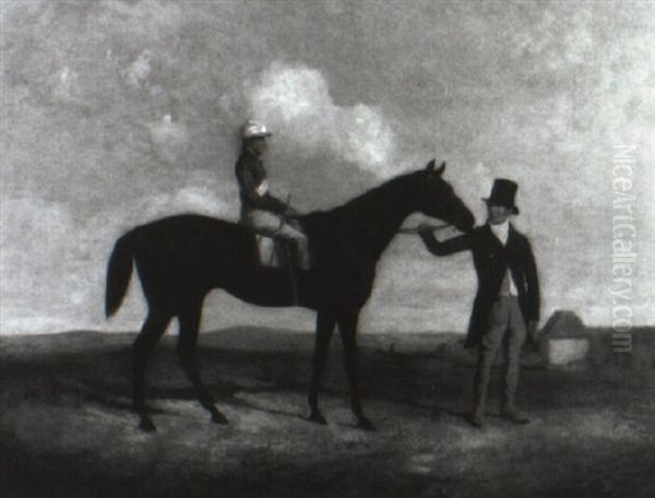 'little Ben' With Jockey Up, Held By King, His Trainer Oil Painting by Abraham Cooper