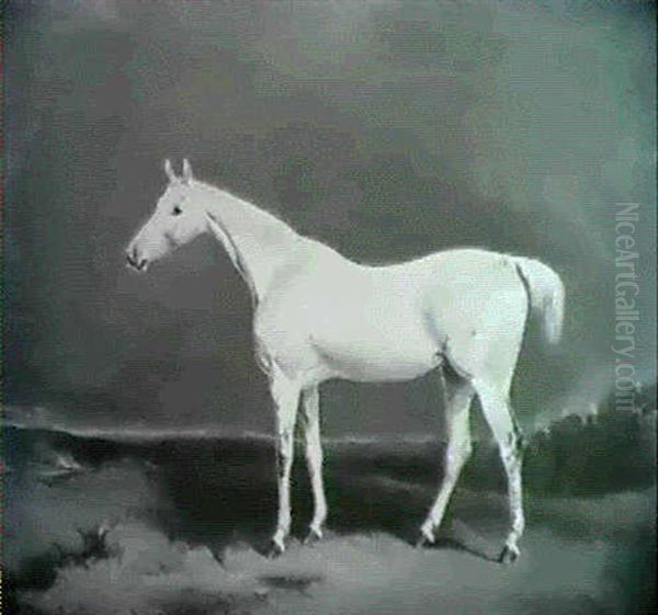 Portrait Of A Grey Hunter In A Landscape Oil Painting by Abraham Cooper