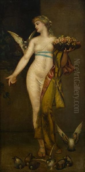 Grecian Flower Girl Oil Painting by Astley David Middleton Cooper