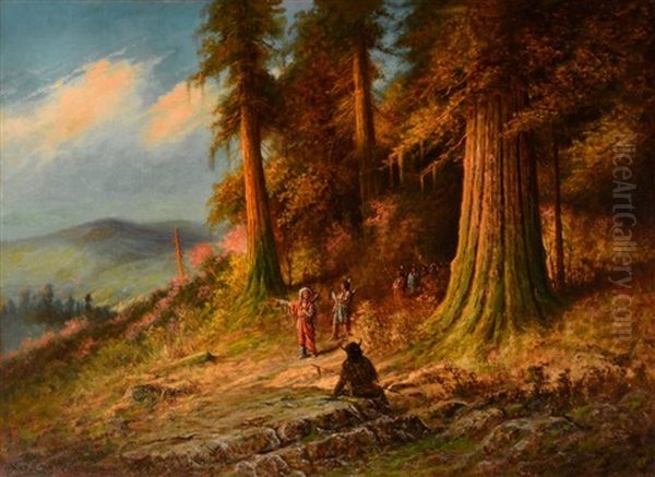 Hunting In The Redwood Forest Oil Painting by Astley David Middleton Cooper