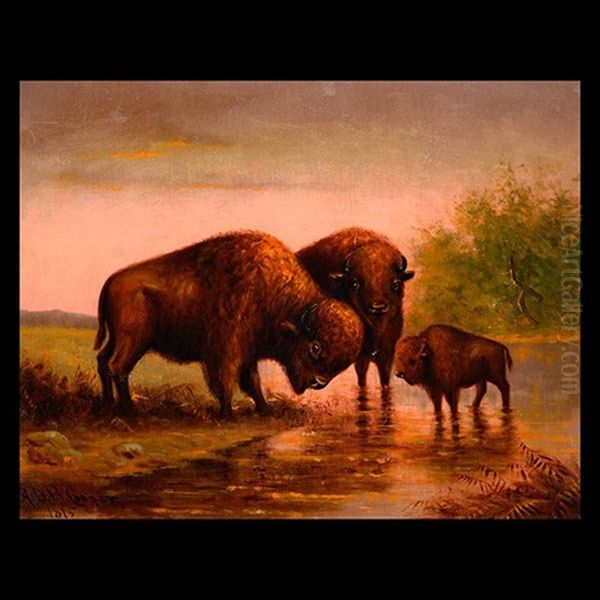 An American Family (buffalo) Oil Painting by Astley David Middleton Cooper