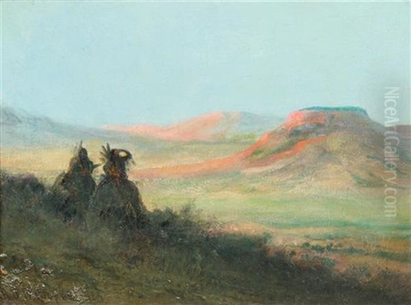 Two Indians Viewing Mountain, 1924 Oil Painting by Astley David Middleton Cooper