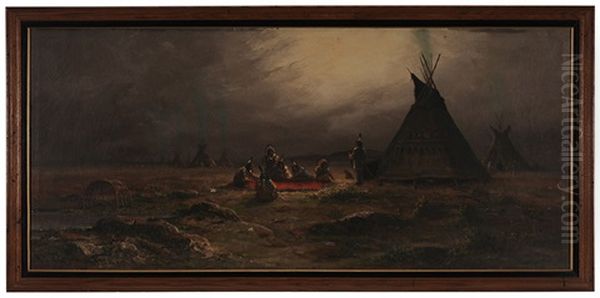 Indian Encampment, Early Evening Oil Painting by Astley David Middleton Cooper