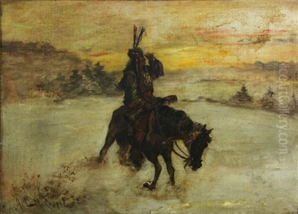 Mounted Indian Oil Painting by Astley David Middleton Cooper