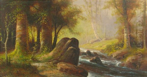 Forrest Stream Oil Painting by Astley David Middleton Cooper