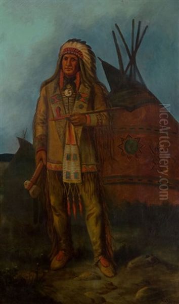 Indian Chief Oil Painting by Astley David Middleton Cooper