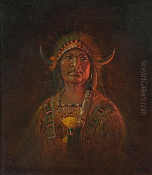 Portrait Of An Indian Chieftain Oil Painting by Astley David Middleton Cooper