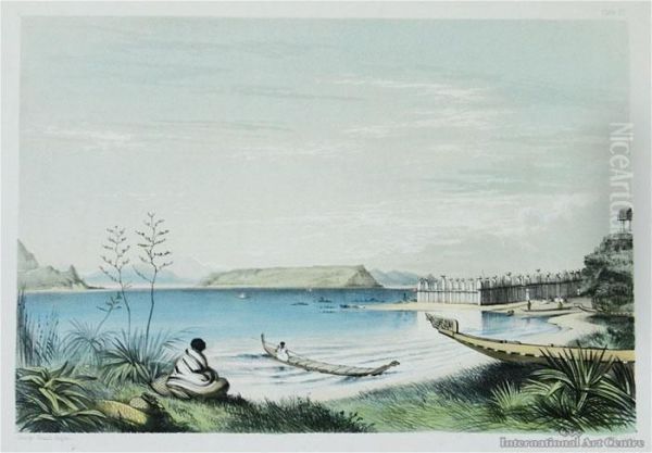 Rangihaeata's Pah Oil Painting by George French Angas