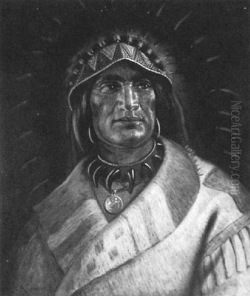 Portrait Of A Native American Oil Painting by Astley David Middleton Cooper