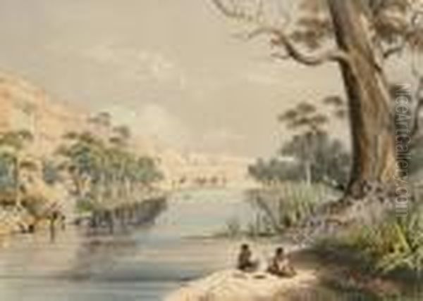 The River Murray Above Moorundie Oil Painting by George French Angas