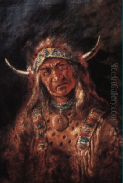 Indian Chief Oil Painting by Astley David Middleton Cooper