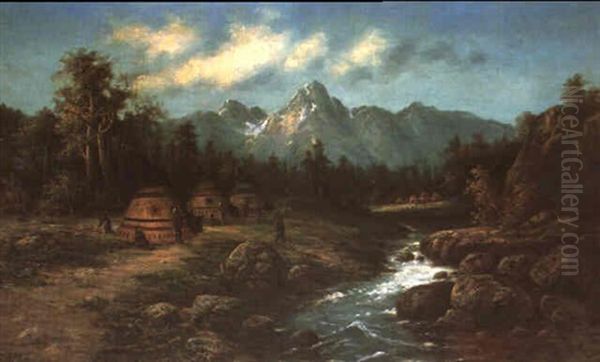 An Indian Encampment In The Tetons Oil Painting by Astley David Middleton Cooper