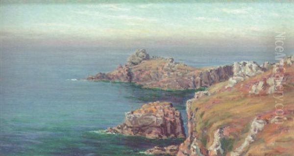 A Rocky Coastline Oil Painting by Byron Cooper