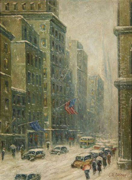 Winter Cityscape Oil Painting by Colin Campbell Cooper