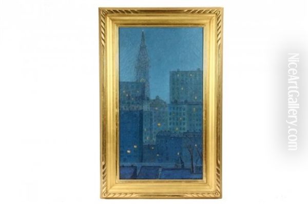 New York Nocturne, 1914 Oil Painting by Colin Campbell Cooper