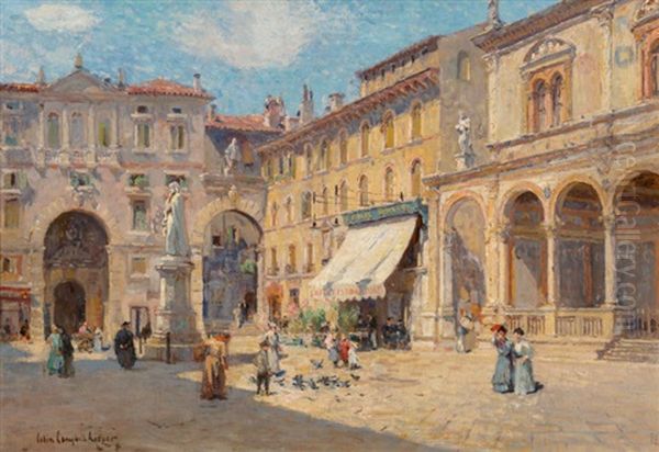 The Piazza At Verona Oil Painting by Colin Campbell Cooper