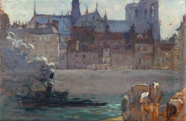 Notre Dame From The Seine, Paris Oil Painting by Colin Campbell Cooper