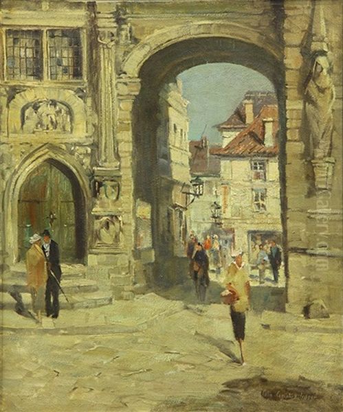 Arches In The Old Town Square Oil Painting by Colin Campbell Cooper