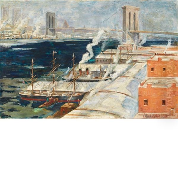 Brooklyn Bridge From Brooklyn Oil Painting by Colin Campbell Cooper