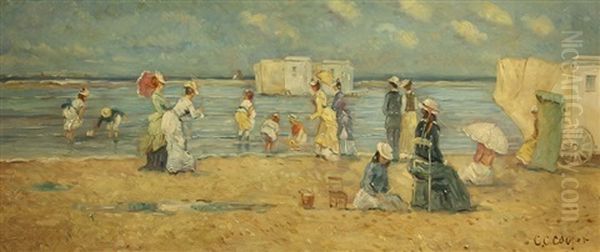 Beach Scene Oil Painting by Colin Campbell Cooper