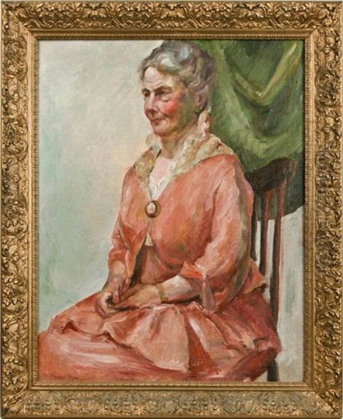 Portrait Of A Lady In Pink Oil Painting by Colin Campbell Cooper